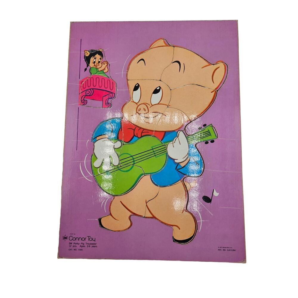 Connor Toy Porky Pig Troubador‎ Warner Bros. 12 Pc. Wooden puzzle
